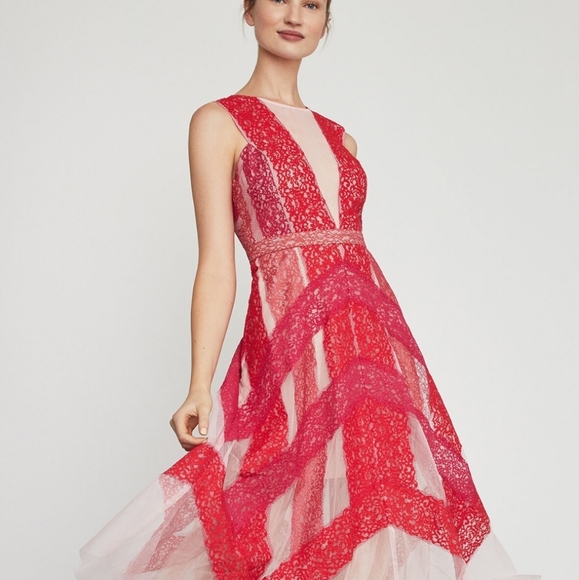 bcbg floral lace handkerchief dress